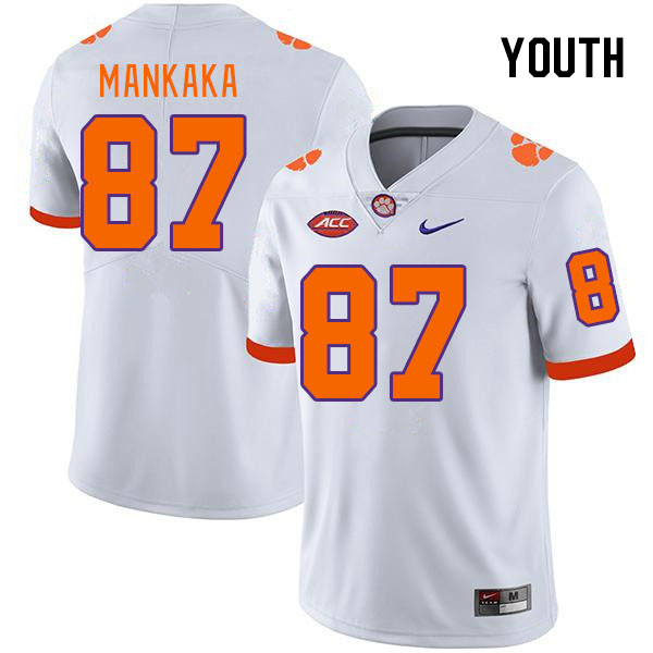 Youth Clemson Tigers Michael Mankaka #87 College White NCAA Authentic Football Stitched Jersey 23PV30LZ
